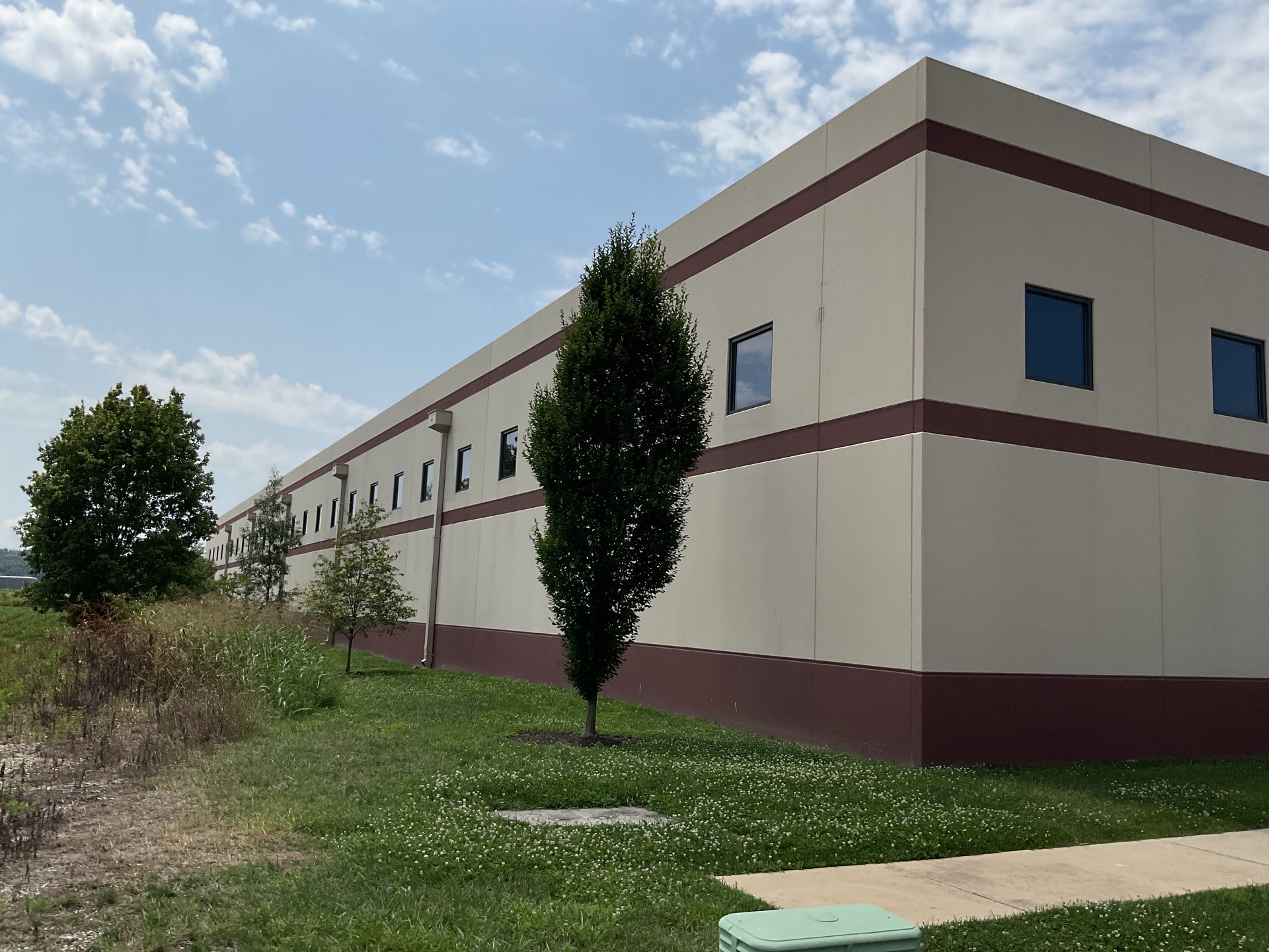 Commercial building exterior after soft washing